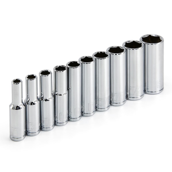 10Pc 1/4" Drive SAE 6Pt Deep Socket Set